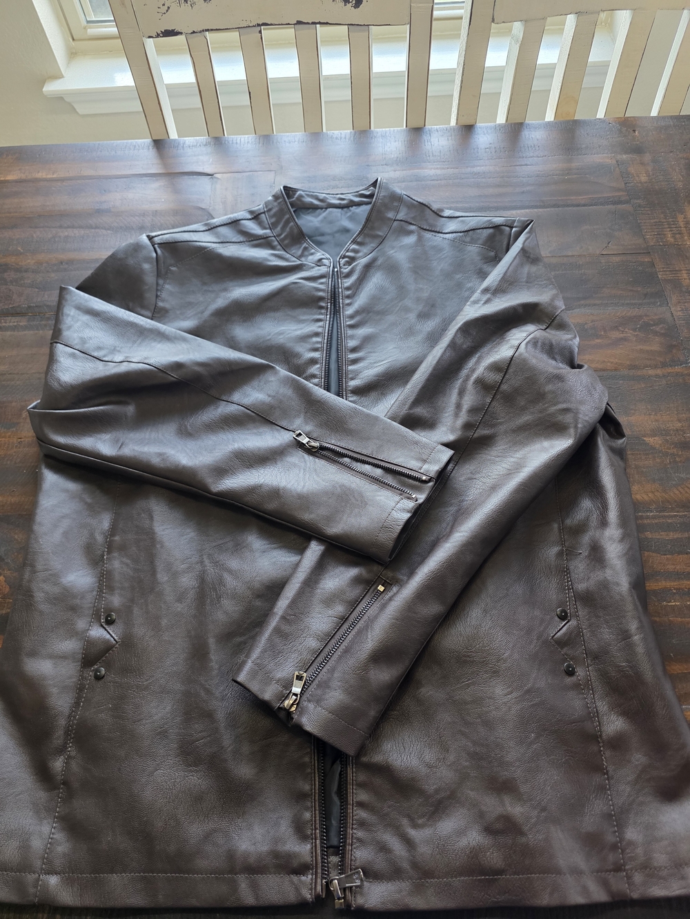 Men's XXXL Dark Brown Leather Bomber Jacket - Classic Minimal Design